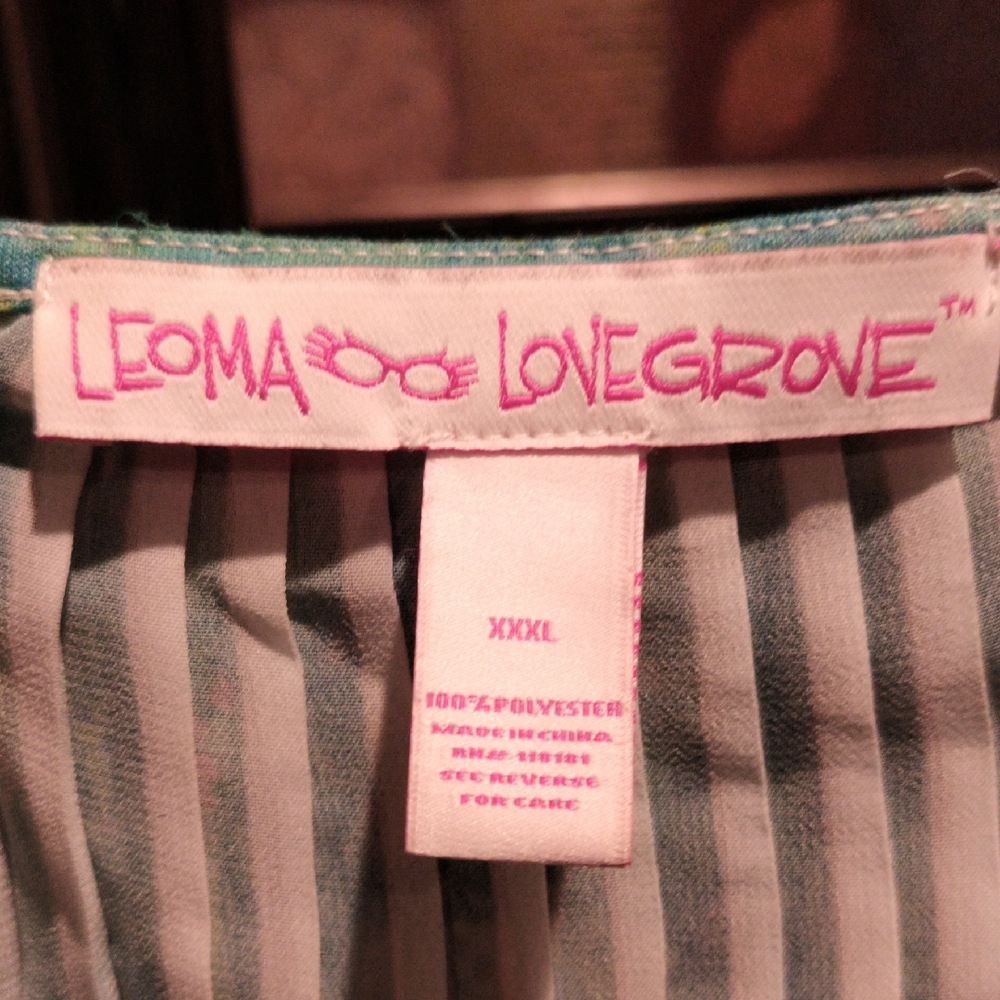 FINAL PRICE Leoma Lovegrove Multicolored Blouse w Rear Accordion Pleats Sz XXXL